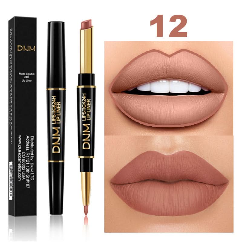 DNM 2-in-1 Matte Lipstick & Lip Liner – Long-Lasting, Non-Stick, High-Pigment Color