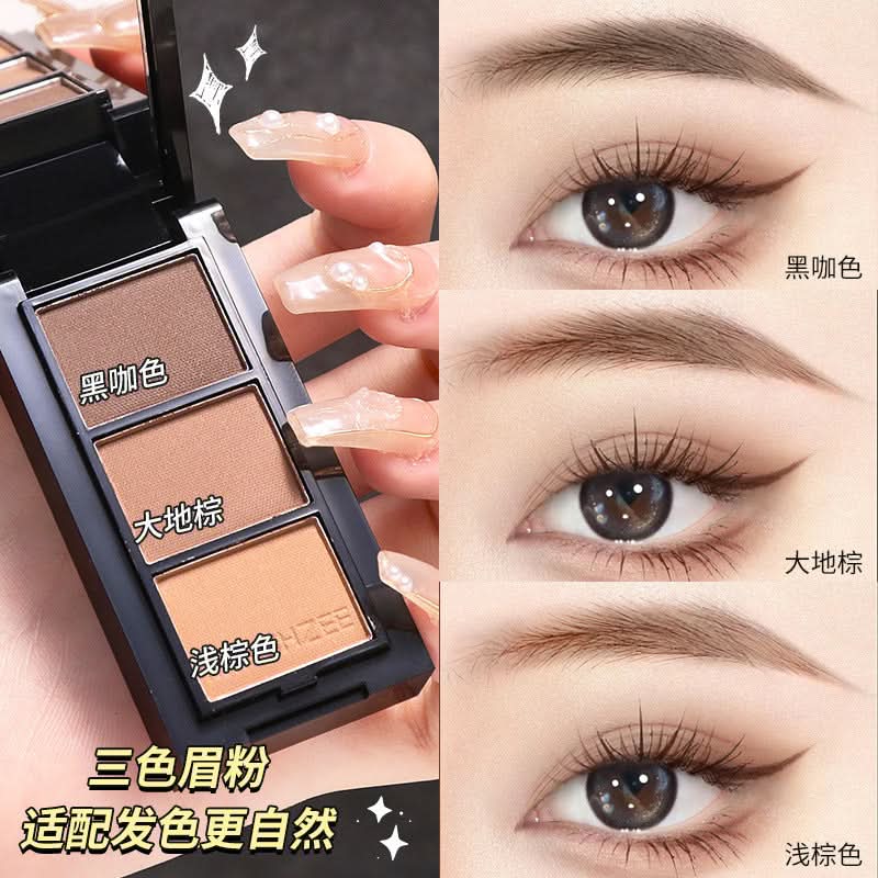 MINSHZEE 3-Color Eyebrow Powder – Waterproof, Long-Lasting, Smudge-Proof Brow Kit