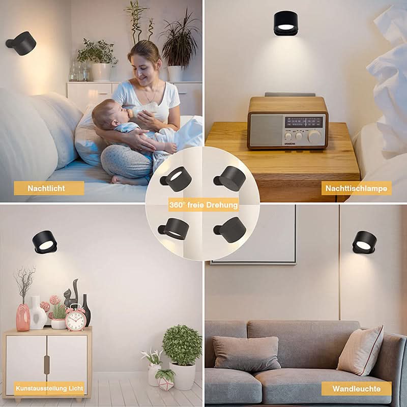360° Rotating Touch Night Light - Dimmable Bedside Reading Lamp