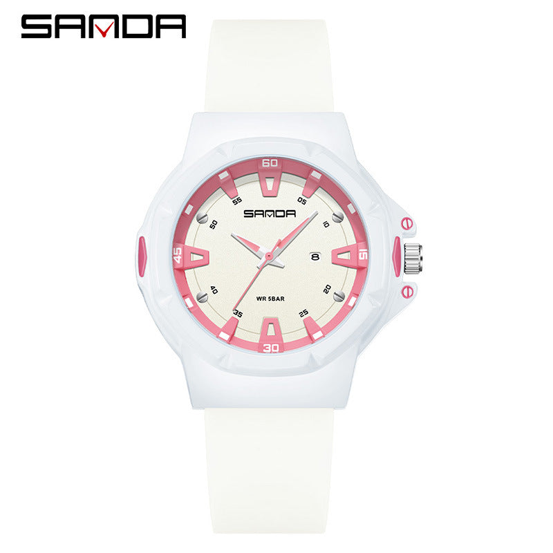 Sanda Sports Quartz Watch with Calendar – Waterproof Student Exam Watch