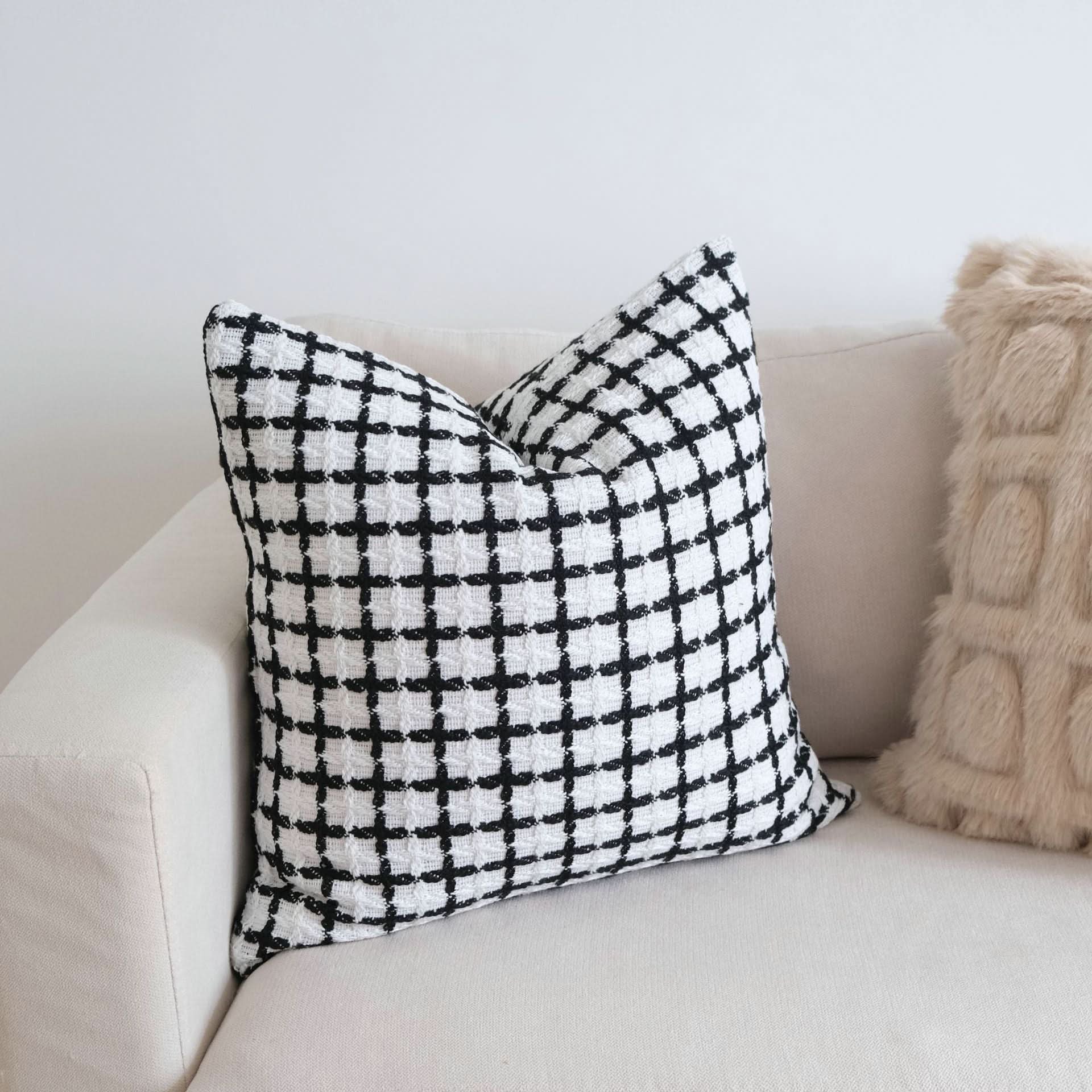 Lattice Pillow Cover – Modern Embroidered Cushion for Elegant Decor