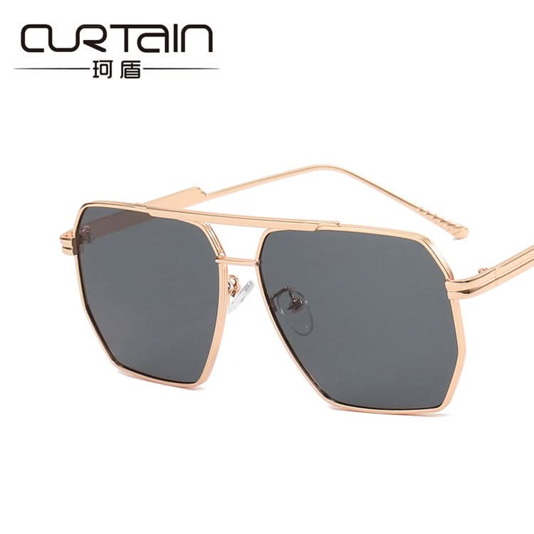 Double-Beam Pilot Sunglasses – UV400 Protection, Retro Polygonal Style