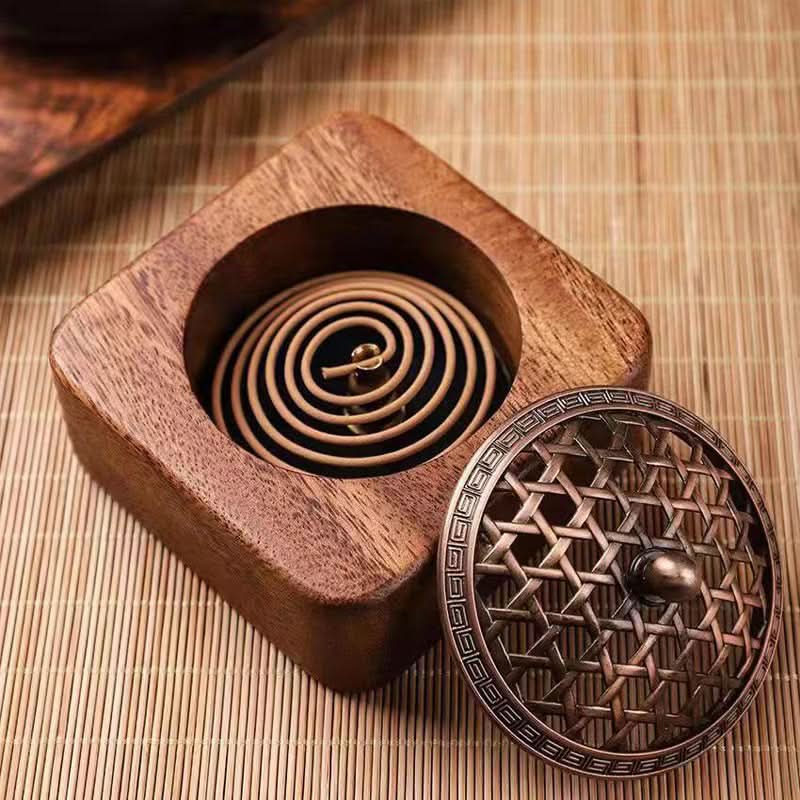 Incense Burner - Square Wooden Box with Hollow Design