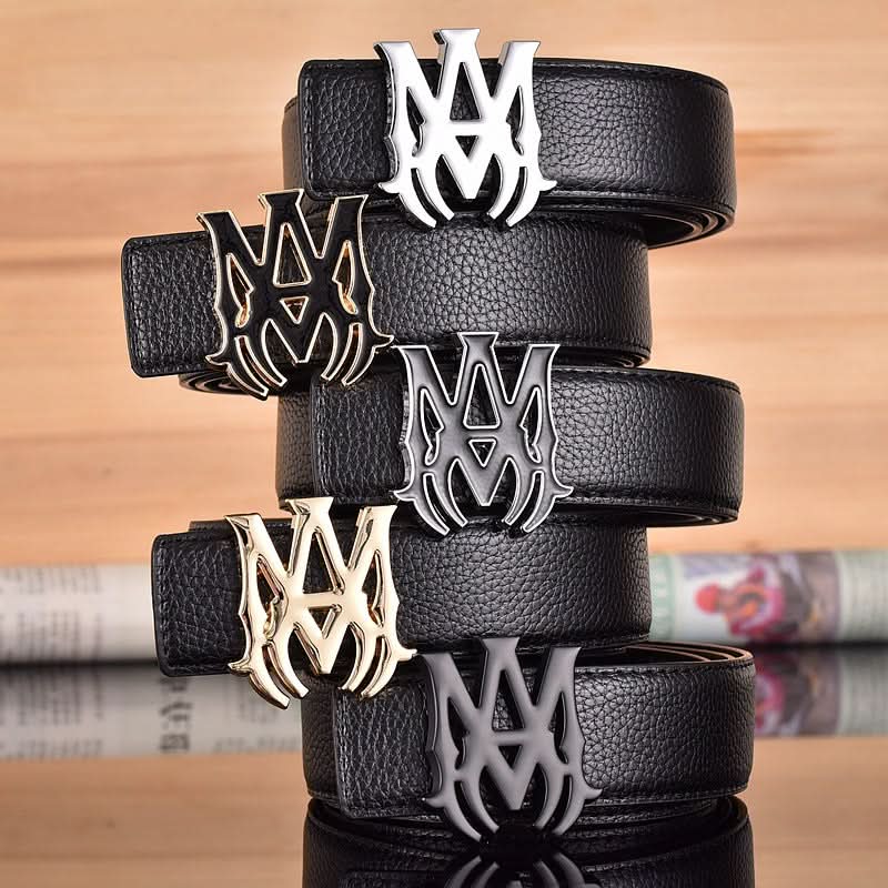 Men’s Leather Belt – Classic Litchi Pattern with Smooth Alloy Buckle