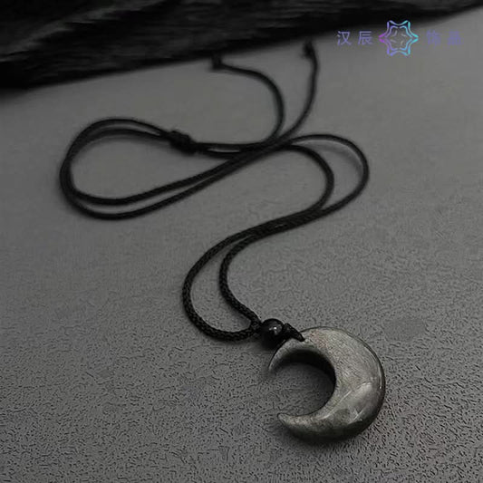 Men’s Crescent Moon Necklace – Handwoven Lanyard