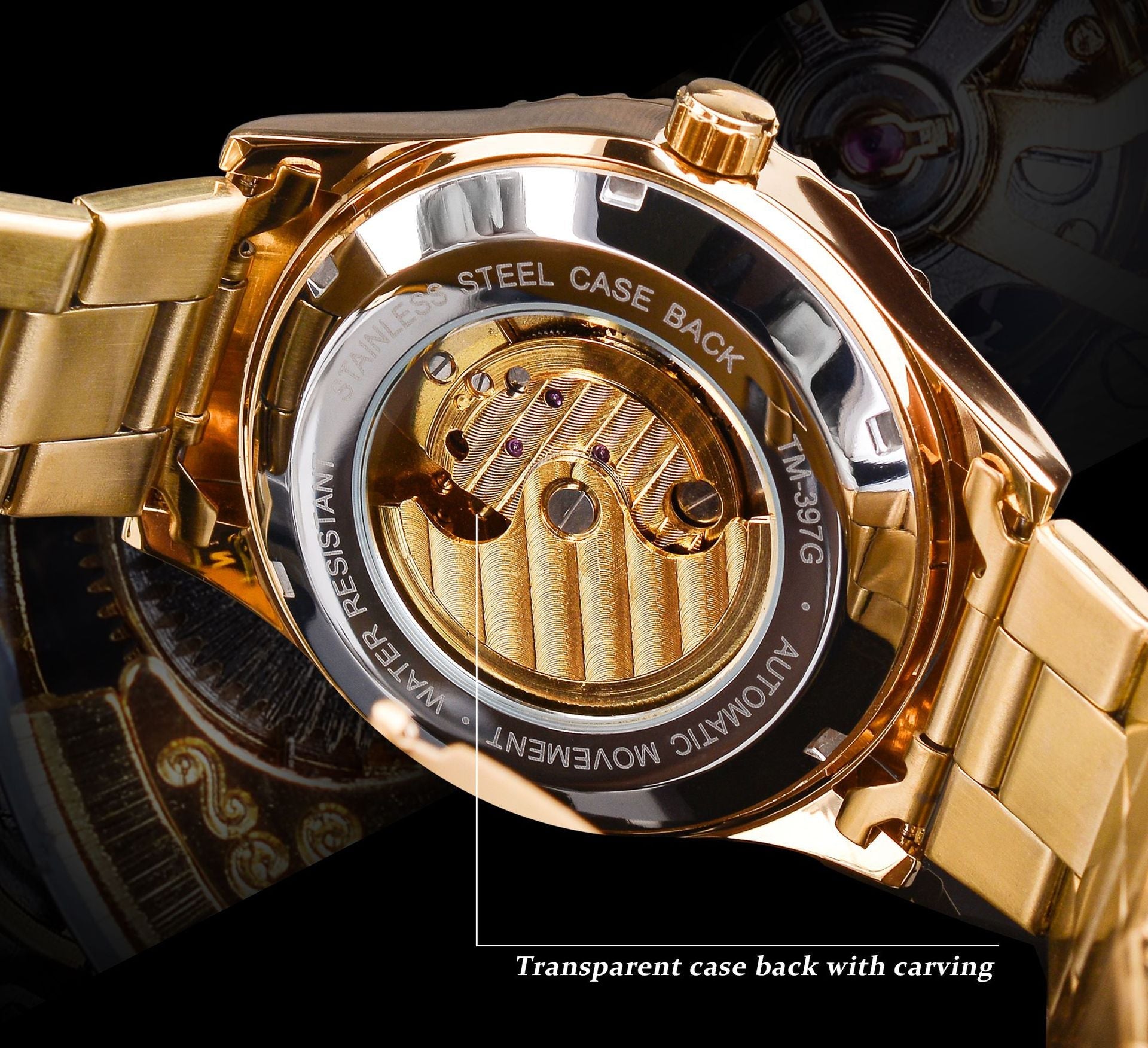 T-Winner Men’s Skeleton Automatic Mechanical Watch – Rhinestone Bezel, Fashion Timepiece