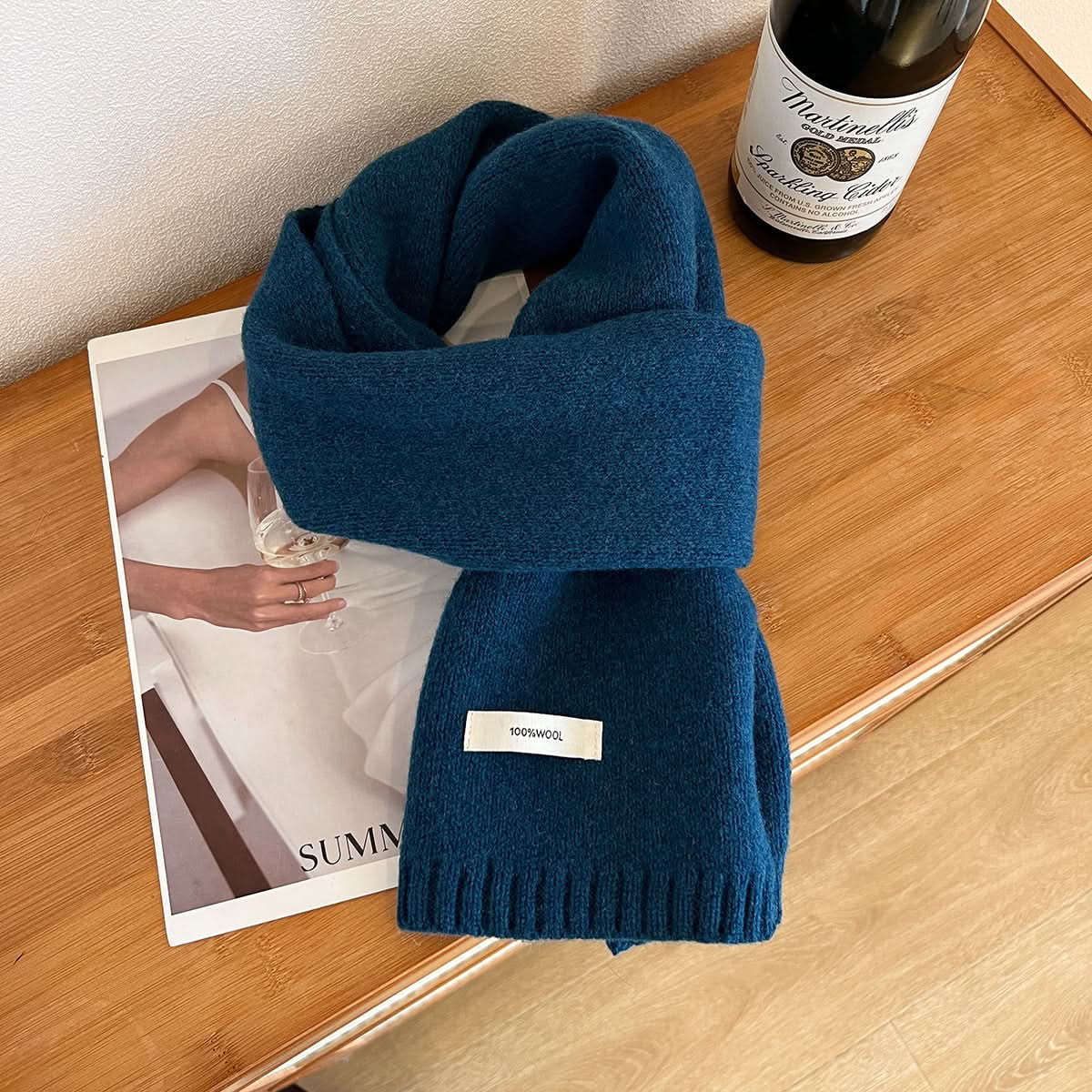 100% Pure Wool Winter Scarf – Solid Color for Adults