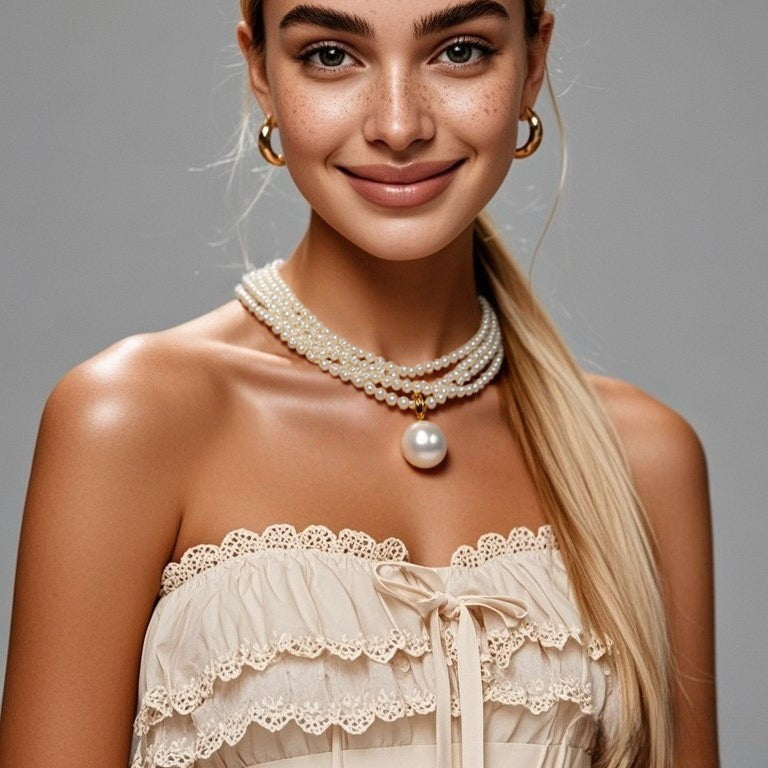 Vintage Multi-Layer Pearl Necklace – Retro Snake Chain Statement Jewelry for Women