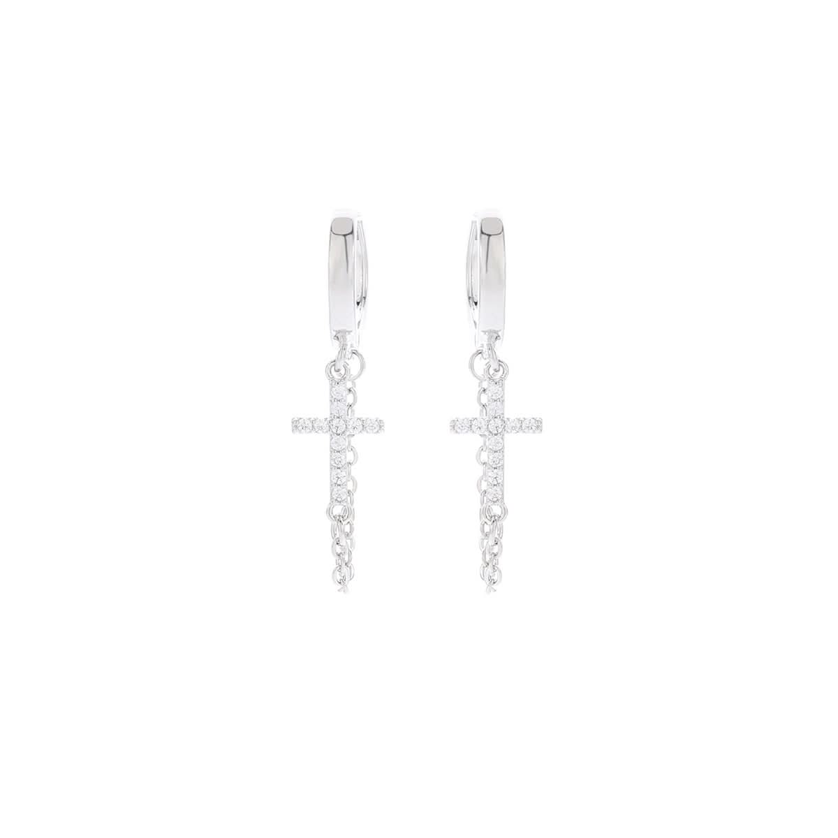 Men’s Hip-hop Style Cross Tassel Earrings