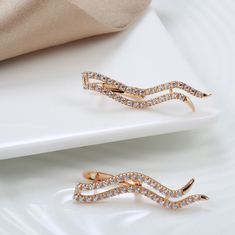 Rose Gold Zircon Earrings – Korean Style Geometric Jewelry