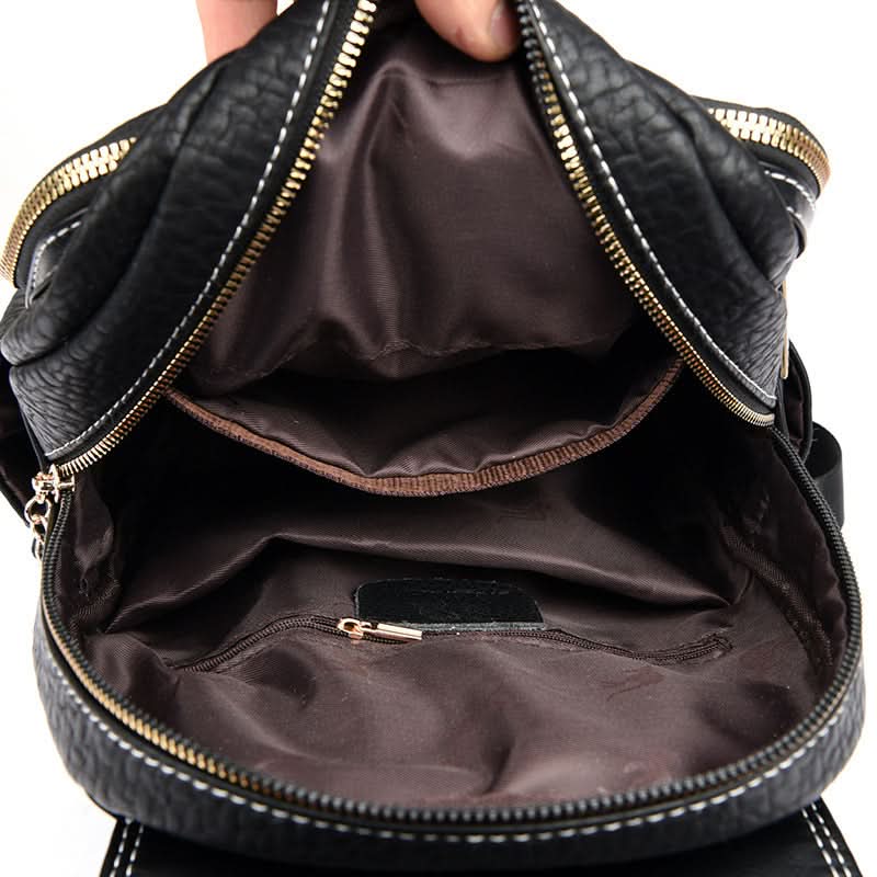 Women's Leather Backpack – Bag with Secure Pockets & Laptop Sleeve