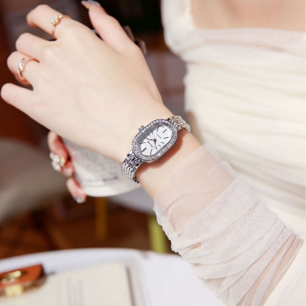 Women's Luxury Oval Diamond Watch – Elegant Quartz Timepiece