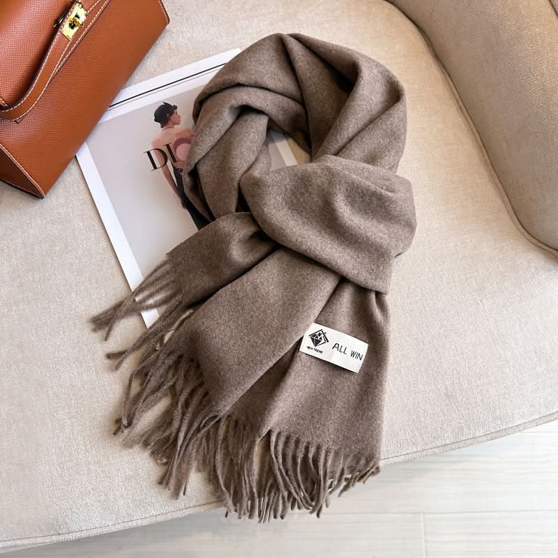 Solid Color Wool Blend Scarf for Women