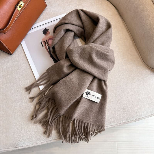 Solid Color Wool Blend Scarf for Women