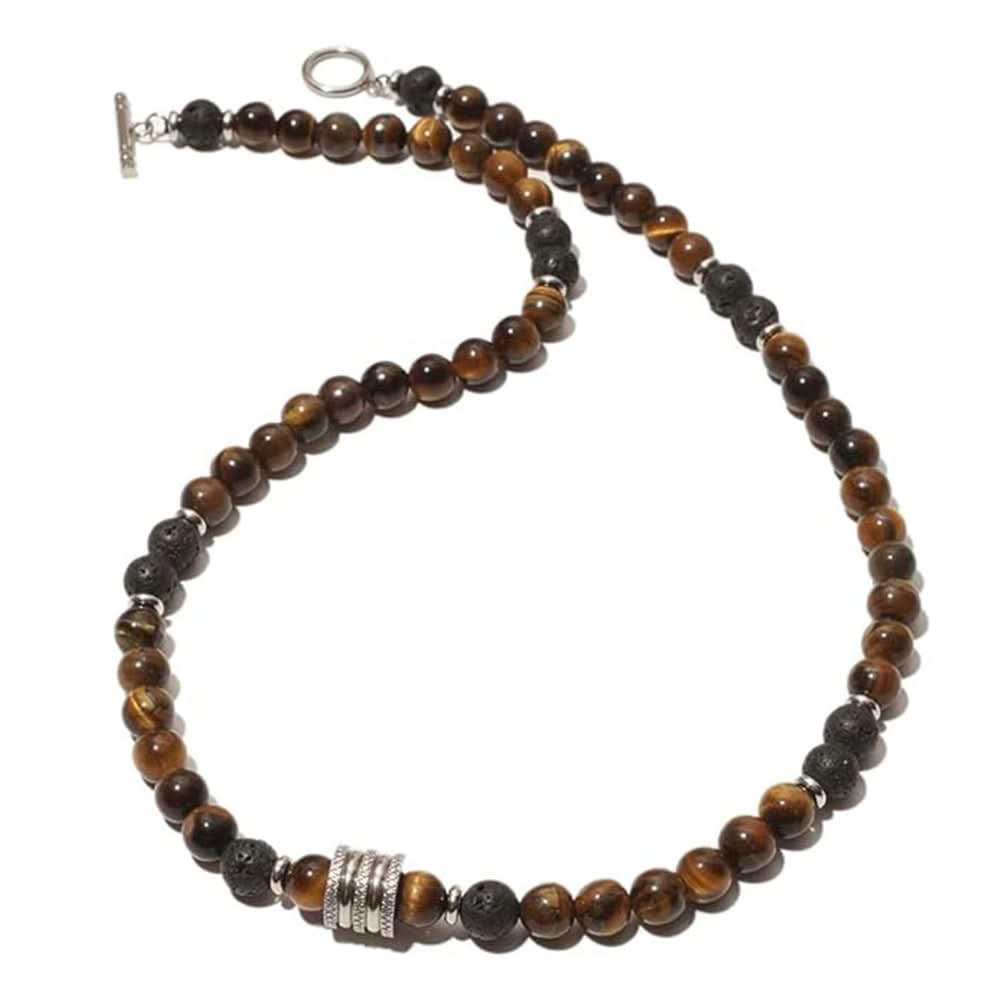 Unisex 6mm Yellow Tiger Eye Beaded Necklace – Clavicle Chain