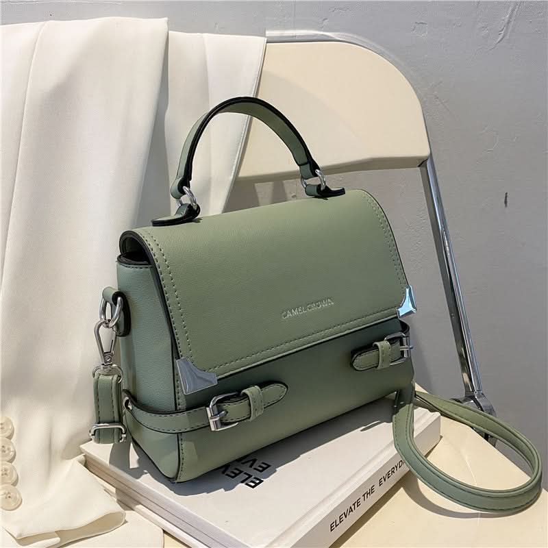 Women's Retro PU Leather Small Square Handbag – With Flap Closure