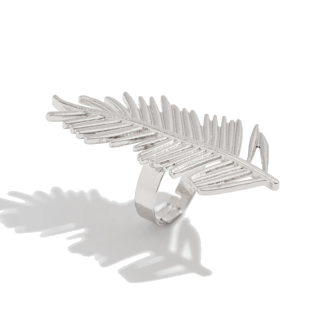 Vintage Feather Pearl Ring – Retro Geometric Alloy Statement Jewelry for Women