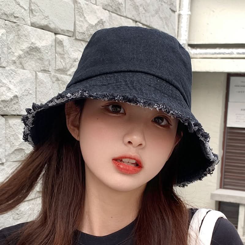Women's Wide Brim Bucket Hat – Korean Style Hat for Summer