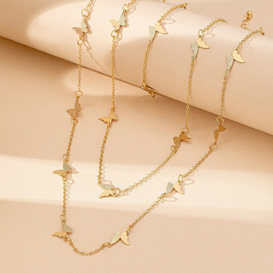 Elegant Butterfly Necklace and Bracelet Set – Gold Layered Jewelry for Women