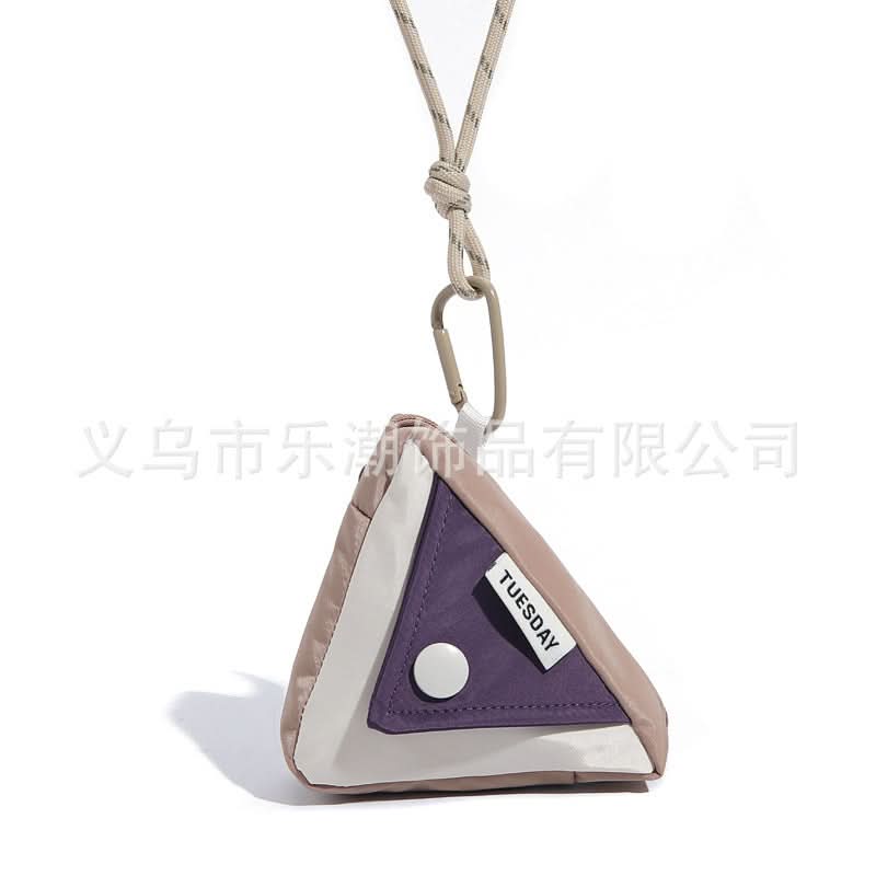 Mini Triangle Canvas Coin Purse – Unisex Key & Sundries Storage Bag