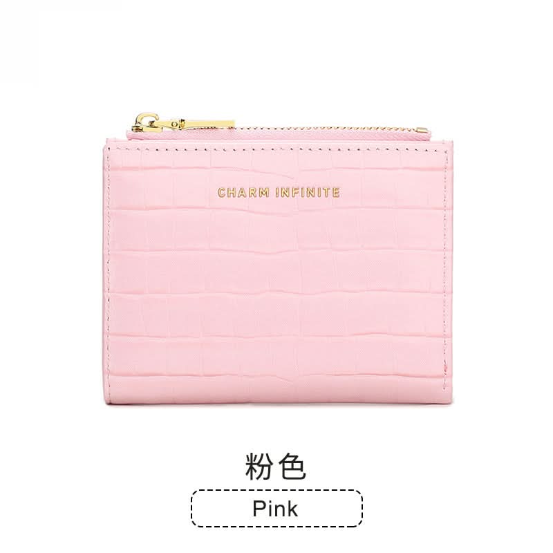 Women's Crocodile Pattern Leather Wallet – Compact Zippered Coin Purse
