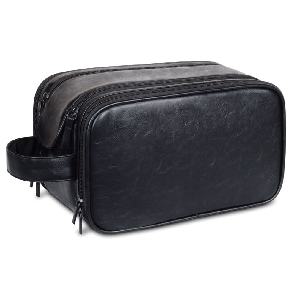 Men's PU Leather Travel Wash Bag - Large Capacity