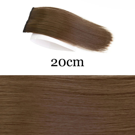 Light Brown Straight Hair Root Pad for Women – Fluffy Volumizing Insert Wig Piece
