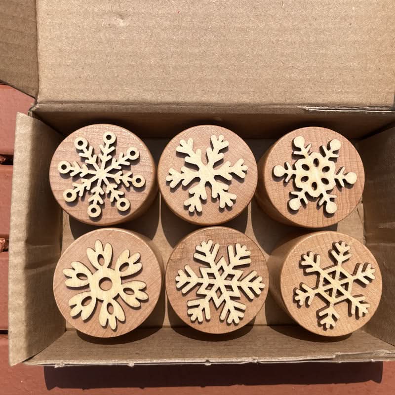 Children's Wooden Snowflake Stamp DIY Toy