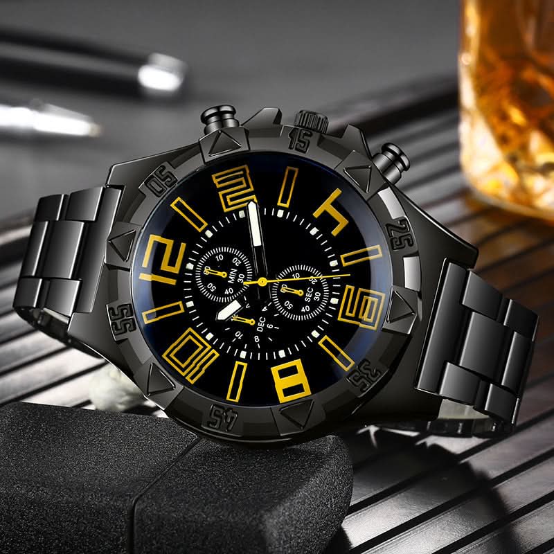 Men’s Luminous Quartz Sports Watch, Steel Band