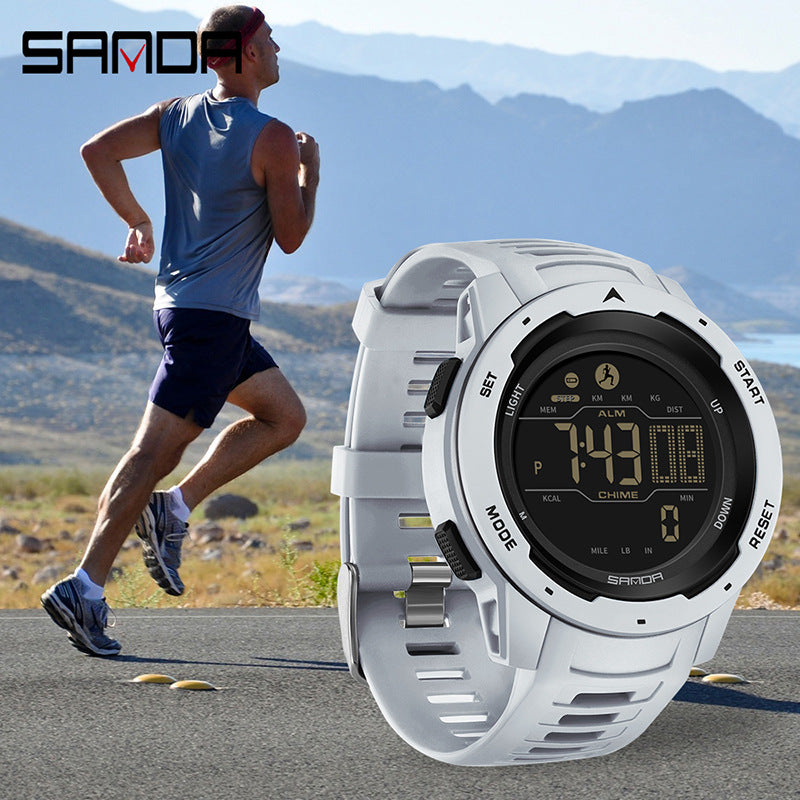 Sanda Multifunction Sports Digital Watch – Unisex Waterproof Pedometer & Calorie