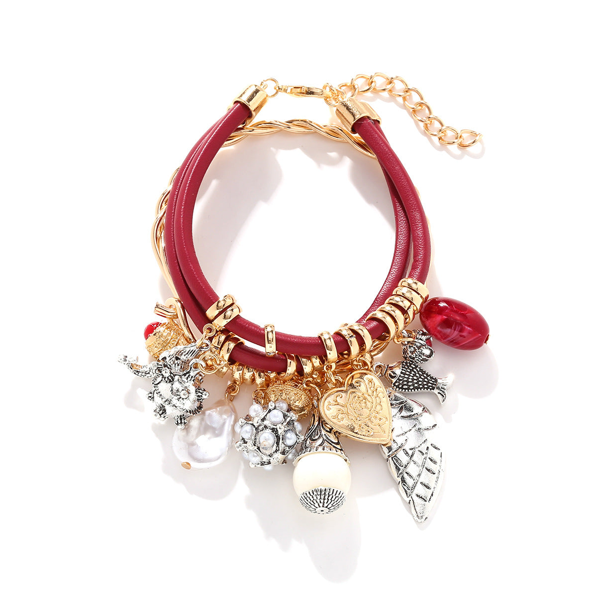Women's Multi-Layer Leaf Pendant Necklace – Handmade PU Leather Rope Choker