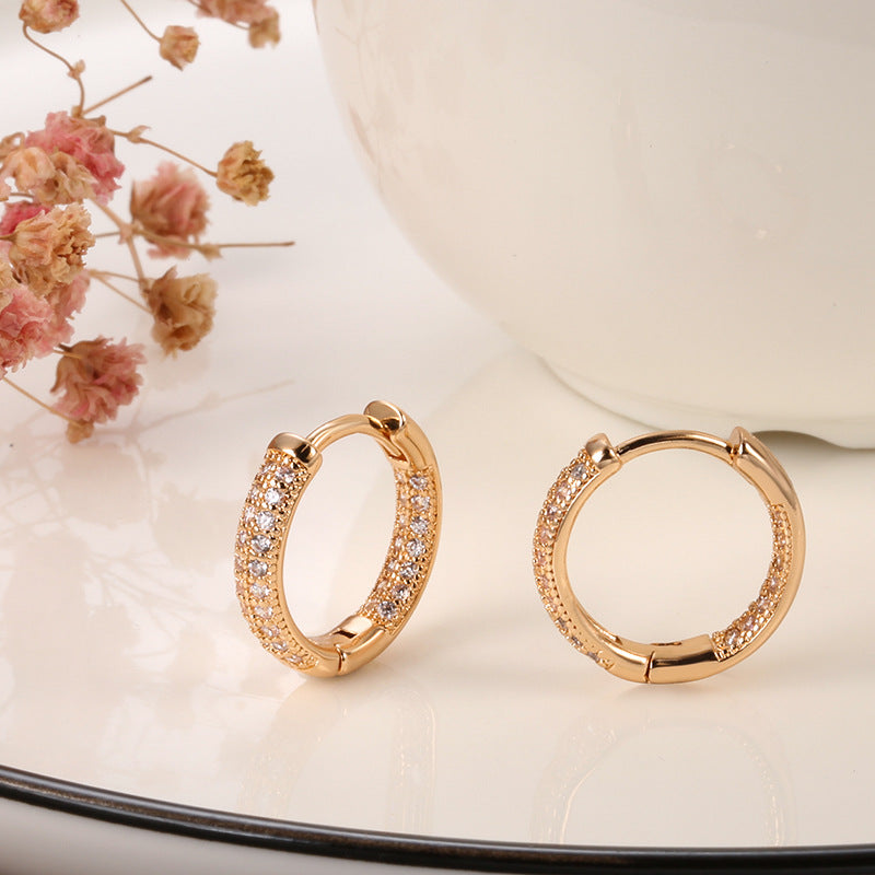 Rose Gold Zircon Earrings – Fashion Geometric Jewelry