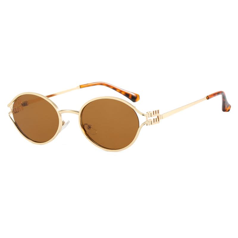 Women's Retro Oval Hollow Sunglasses – Gold Metal Frame Eyewear