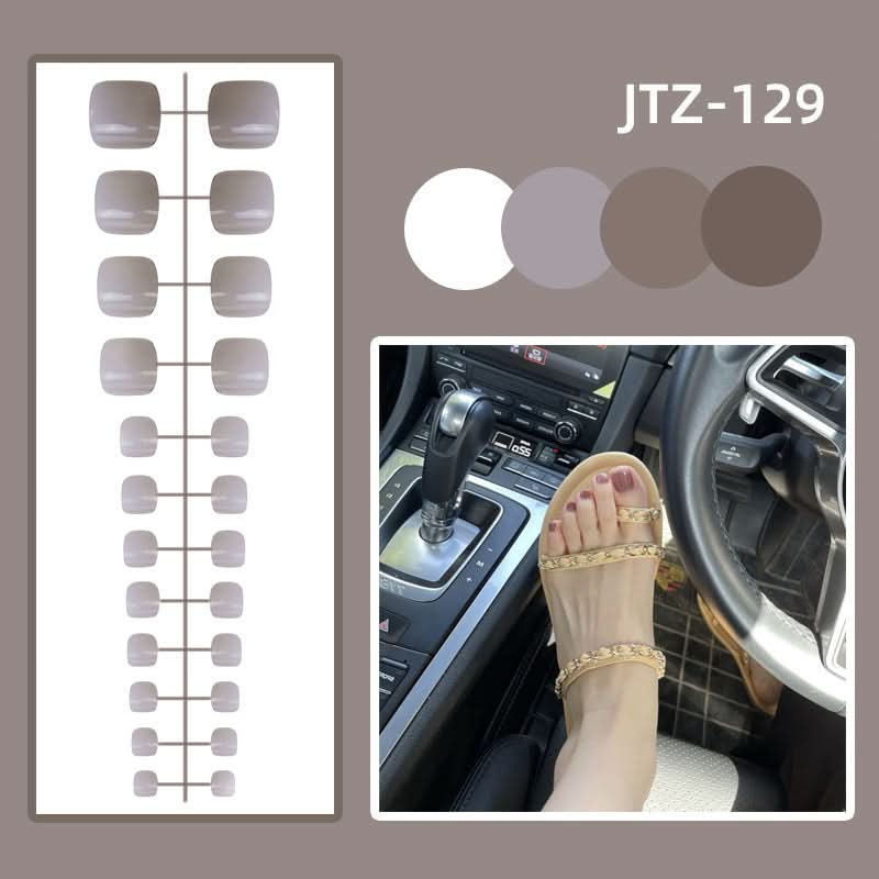 Glossy Toenail Nail Stickers – 24-Piece Finished Fake Nails Set