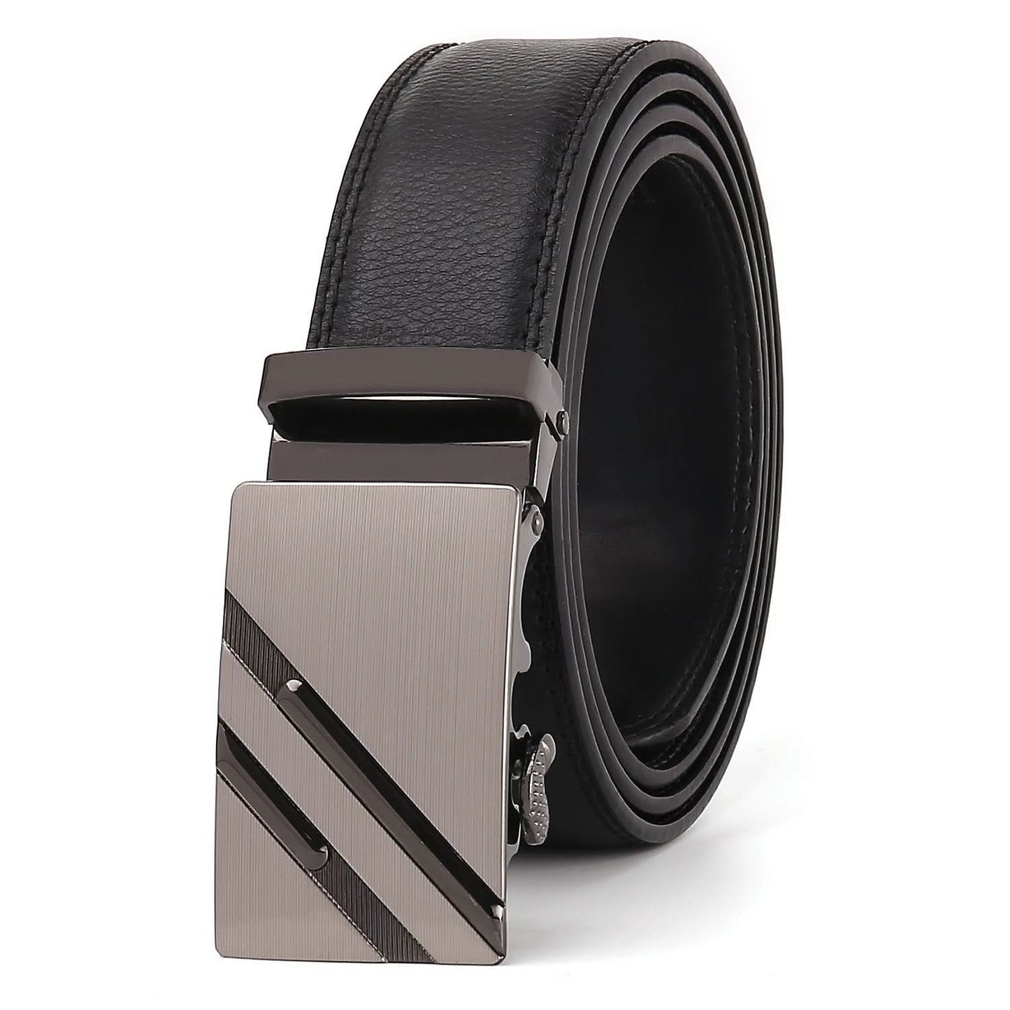 Men's Leather Automatic Buckle Belt - Black
