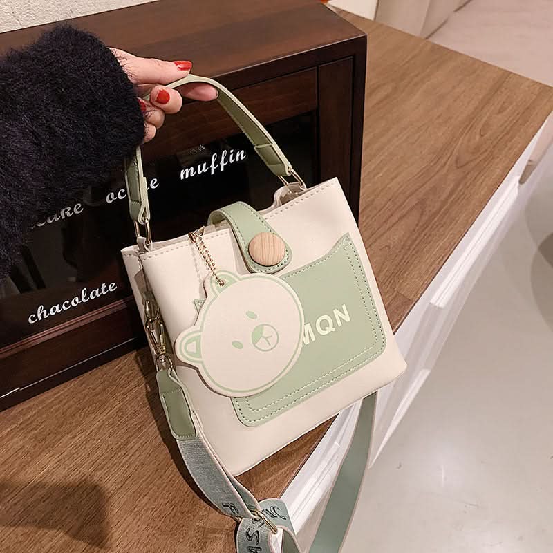 Women's Trendy Leather Bucket Bag – Crossbody & Shoulder Bag with Wide Strap