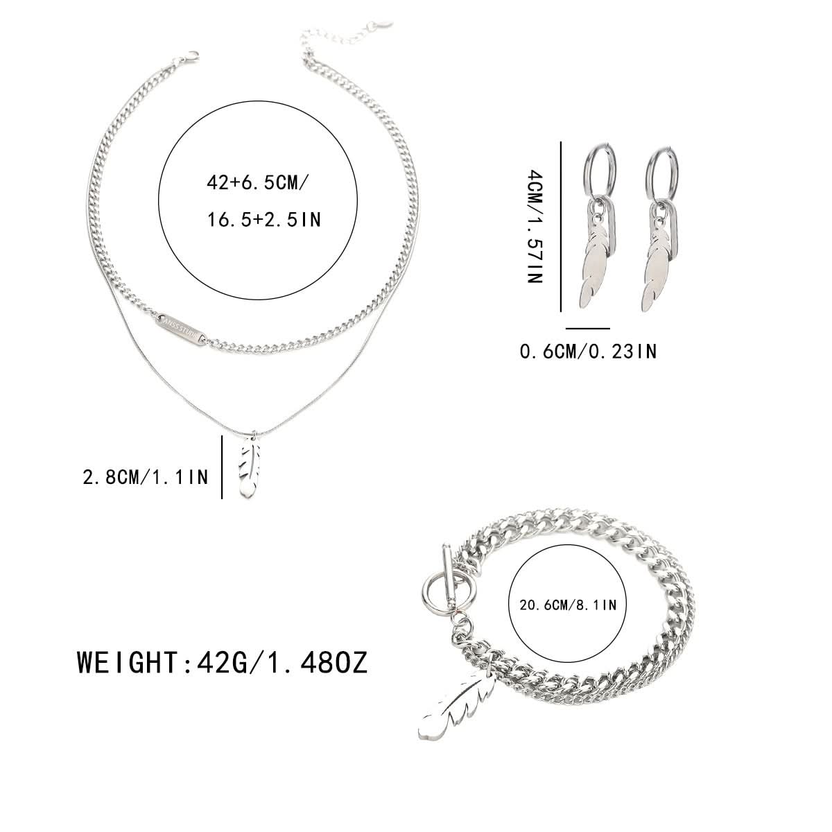 Men’s Trendy Double-Layer Feather Jewelry – Cuban Chain