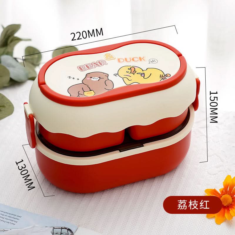 Cute Double-Layer Microwave-Safe Bento Box for Kids