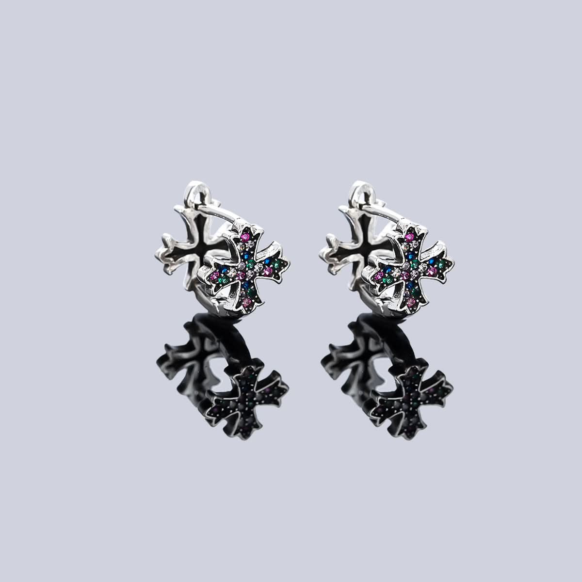 Men’s Diamond Cross Earrings – Trendy Unisex Dangle Earrings