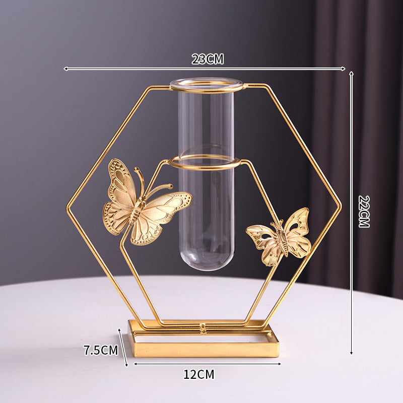 Gold Butterfly Flower Vase – European-Style Faux Flower Arrangement