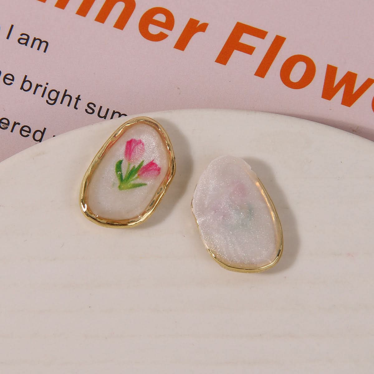 Pearl Oval Quicksand Green Leaf Earrings - DIY Jewelry Accessories (Set of 6 pcs.)