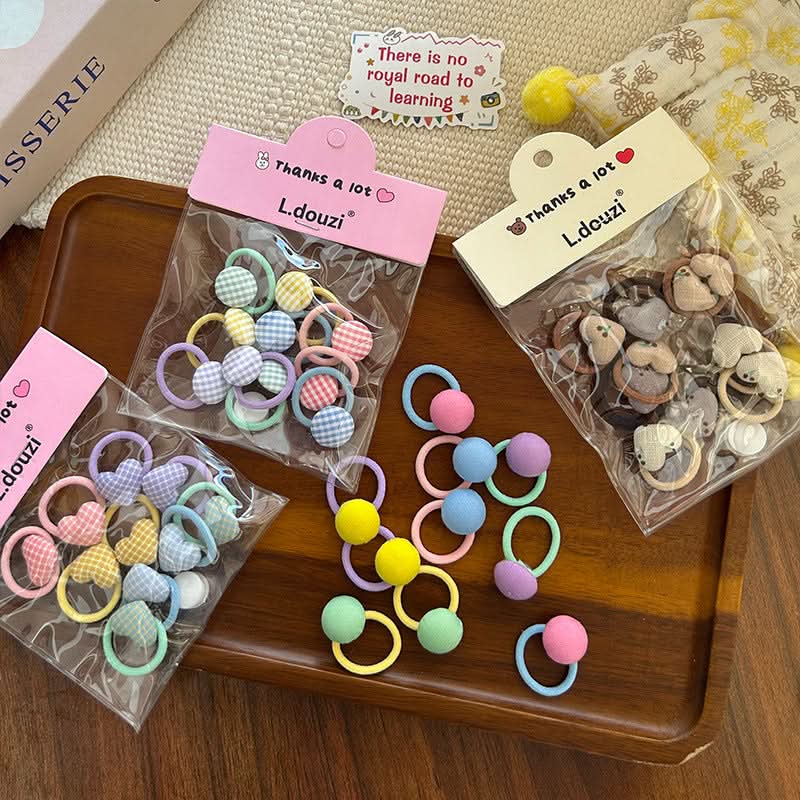 Checkered Heart Hair Ties for Girls  – High Elastic Baby Hair Ropes