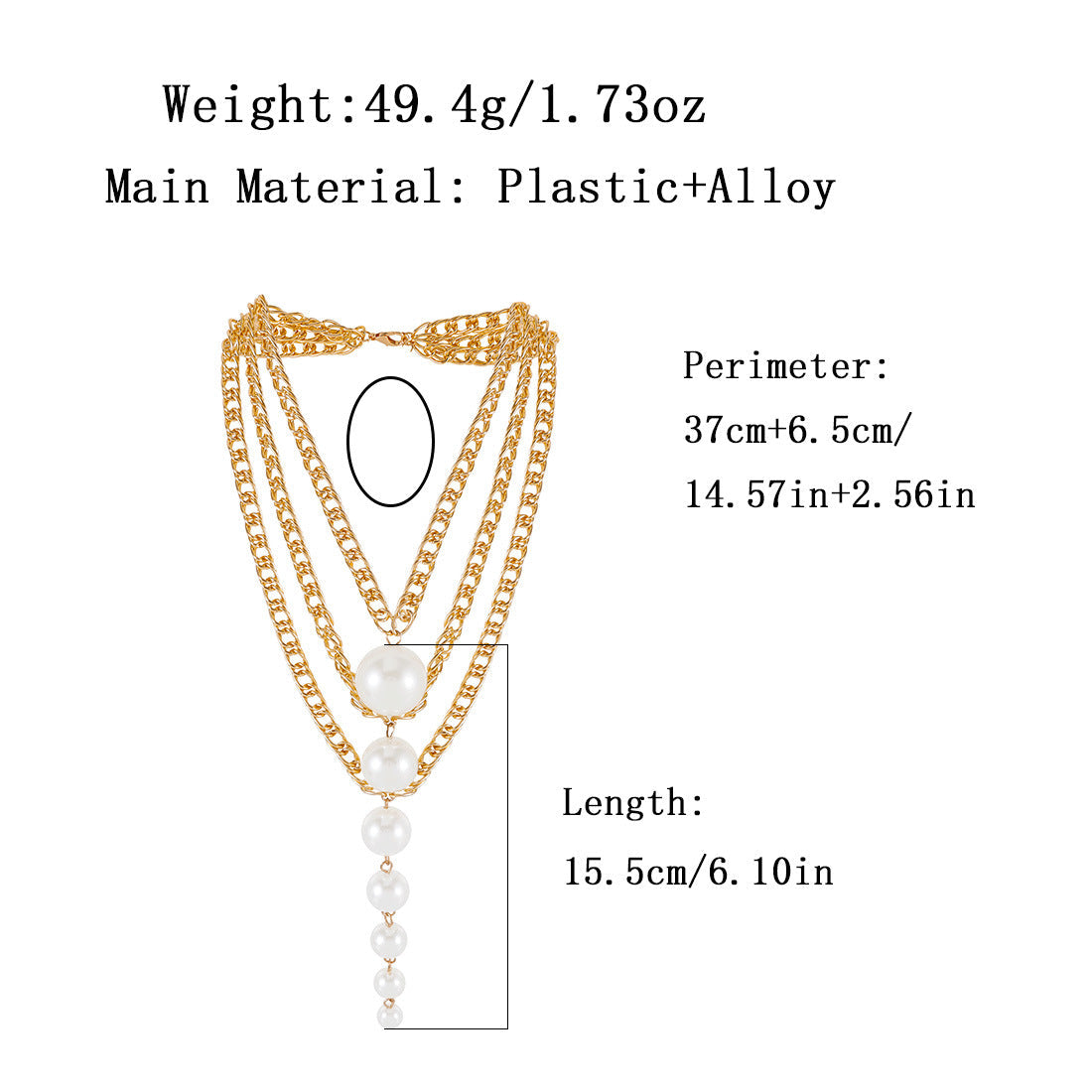 Retro Pearl Layered Chain Necklace – Multi-Layer Snake Chain Pendant for Women