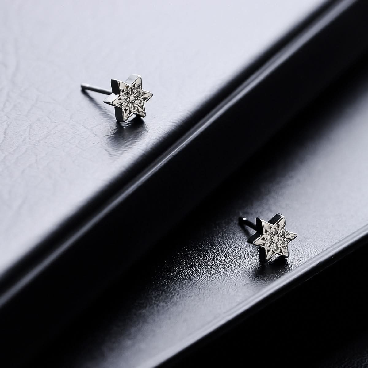 Men’s Six-Pointed Star Earrings - Geometric Hexagram Studs