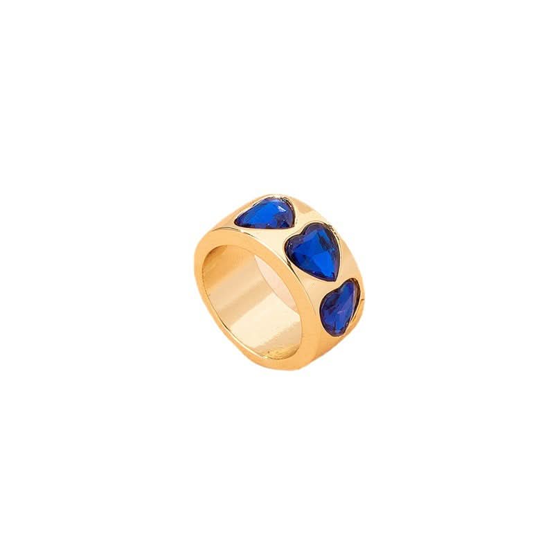 Heart-Shaped Minimalist Blue Alloy Ring