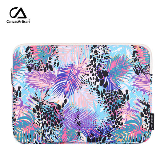 Tropical Laptop Sleeve – Neon Jungle Print Canvas Case for 11–17 Inch Devices