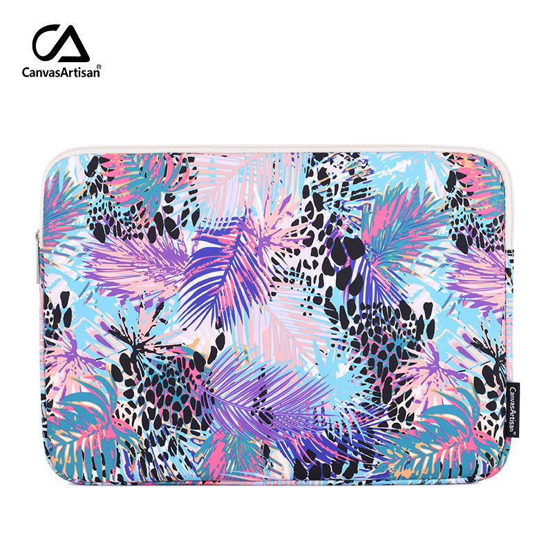Tropical Laptop Sleeve – Neon Jungle Print Canvas Case for 11–17 Inch Devices