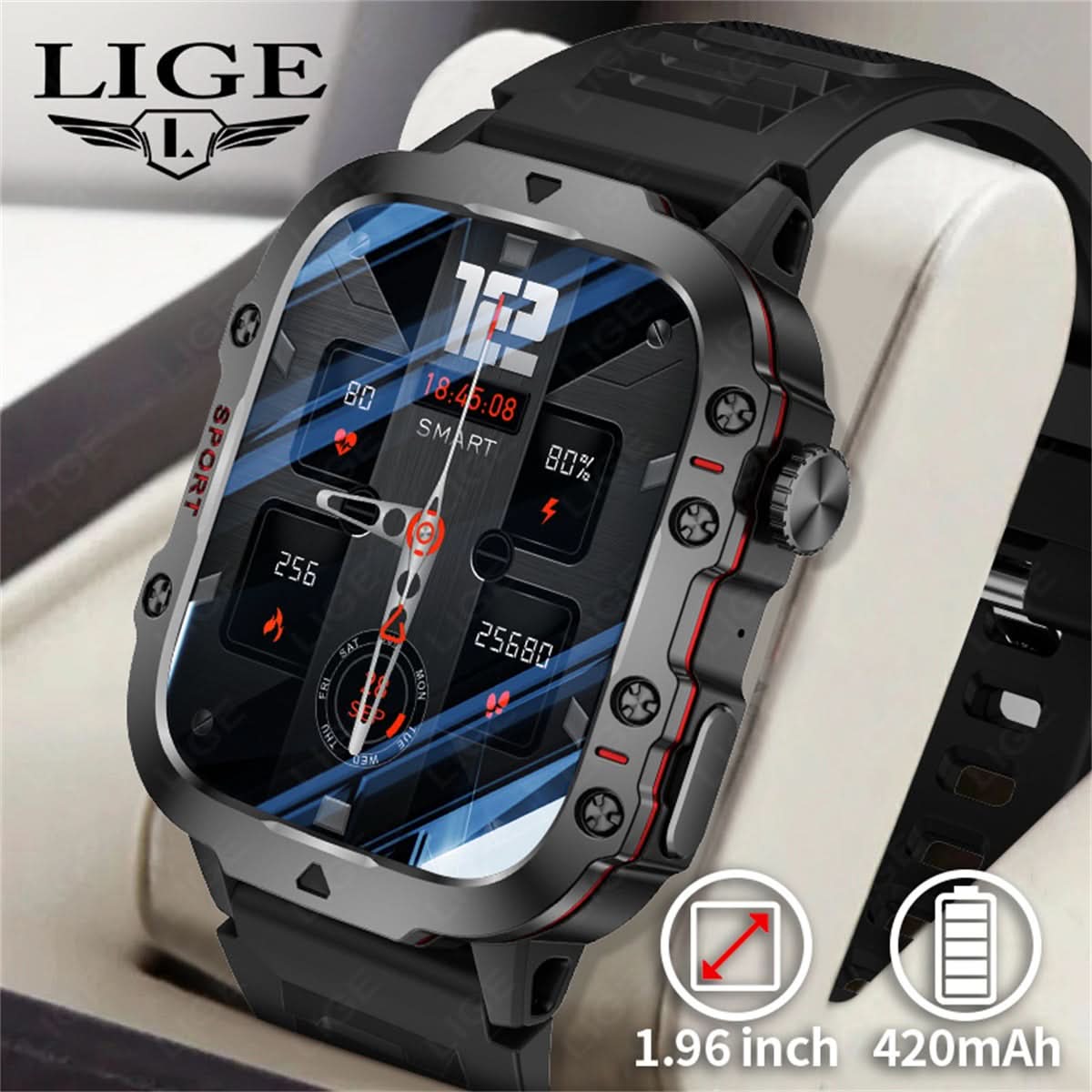 Men's Smart Sports Watch – Bluetooth Call, Health Tracker, Waterproof