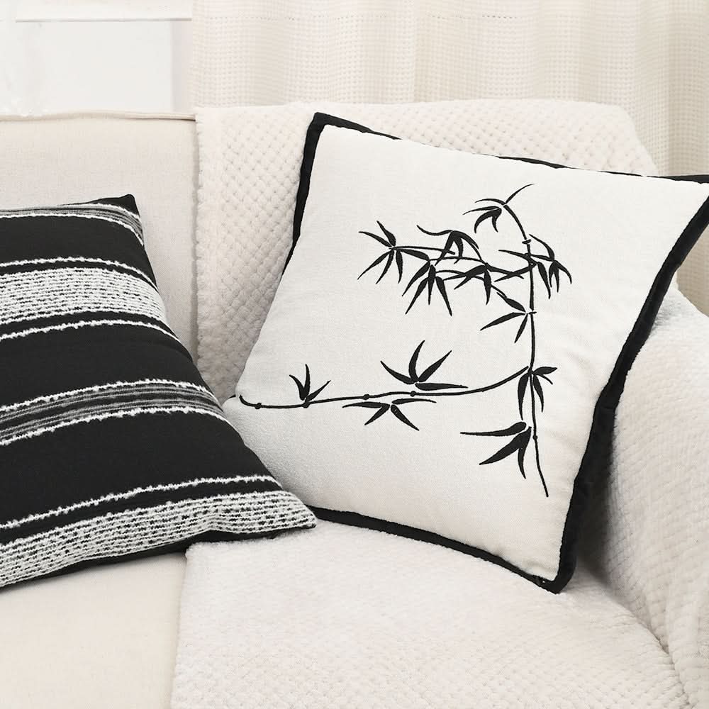 Black Light Luxury Vintage Embroidered Pillowcase