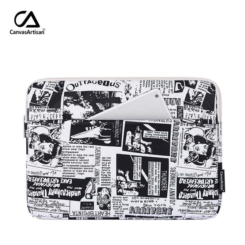 Black-White Comic Laptop Sleeve – Waterproof & Shockproof 13–15 Inch Protective Case